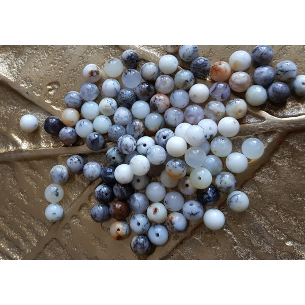 agate dendritique merlinite - perle de 6mm