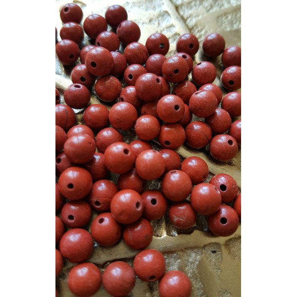 Jaspe rouge perle ronde de 6mm