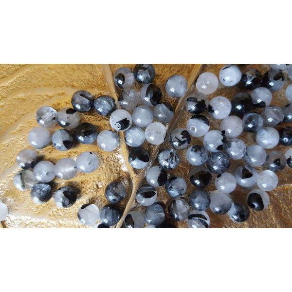 Inclusion Tourmaline Noire - perle 6mm