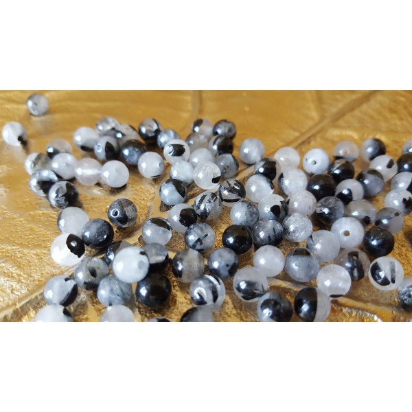 Inclusion Tourmaline noire - perle de 6mm