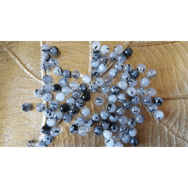 Inclusion Tourmaline noire - perle de 8mm