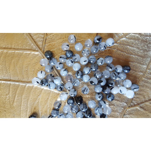 Inclusion Tourmaline noire - perle de 8mm
