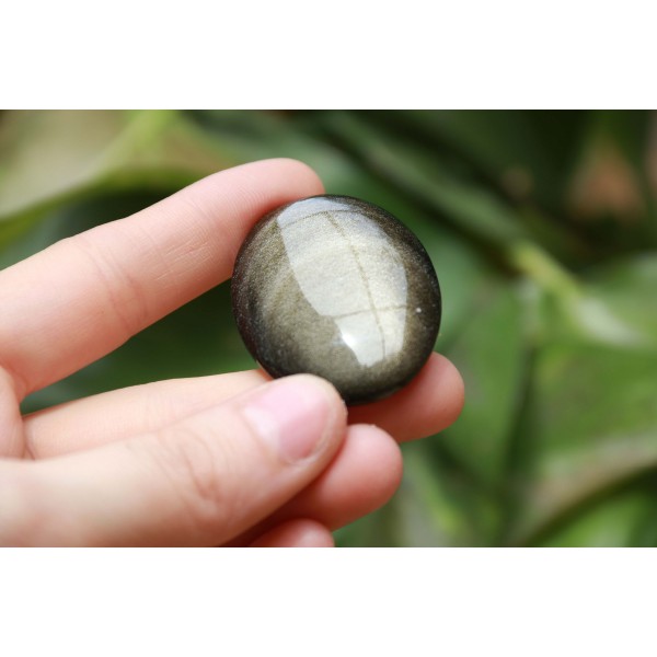 Obsidienne Dorée polie 18 grs - galet plat