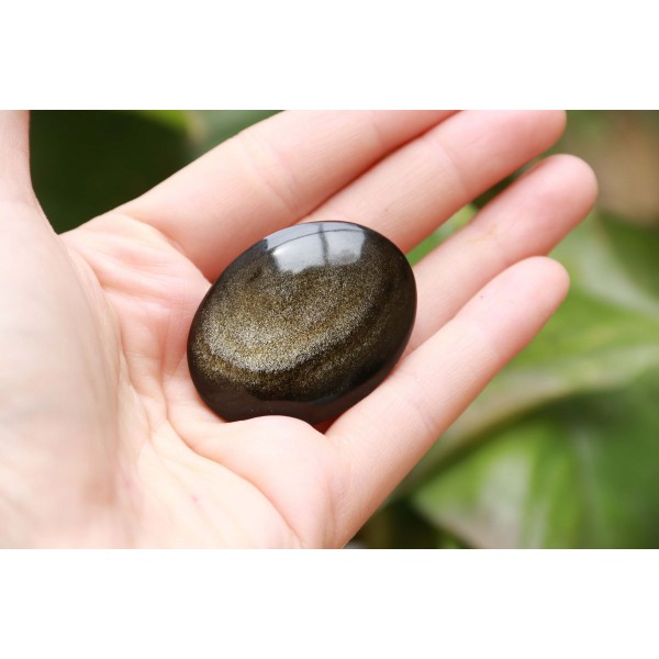 Obsidienne Dorée polie 20 grs - galet plat