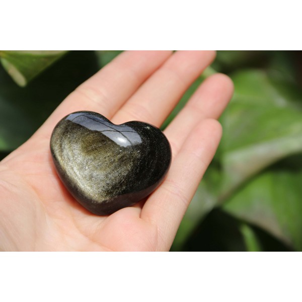 Obsidienne Dorée polie forme coeur 44 grs