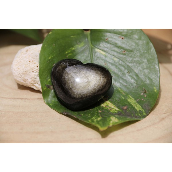 Obsidienne Dorée polie 46 grs - coeur