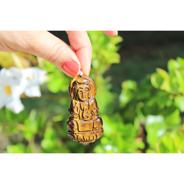 Pendentif Oeil De Tigre 24 Gr - forme Bouddha