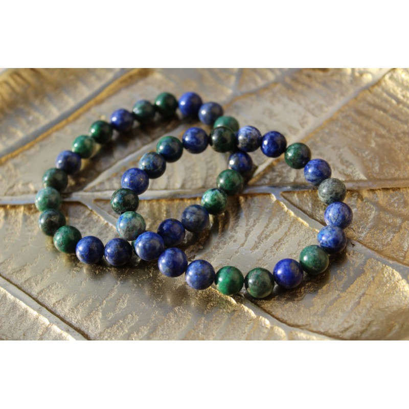 Azurite Malachite Chrysocolla Round Beaded Bracelet 10mm 7.5'' Length – CRC  Beads