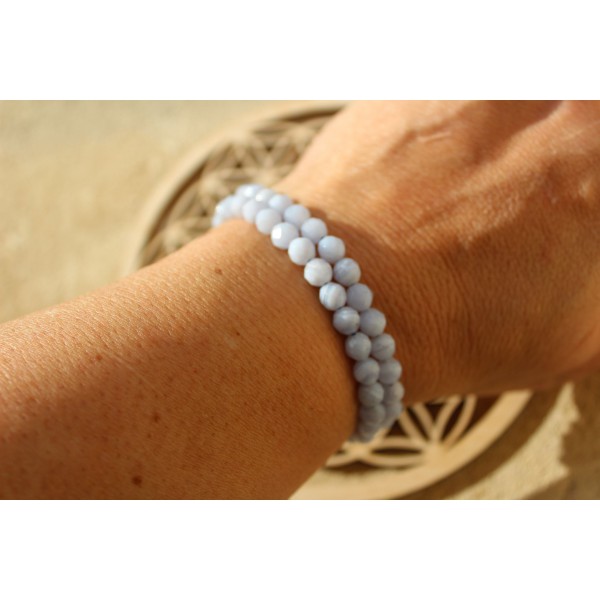 Calcédoine - Bracelet perles facetées 6mm