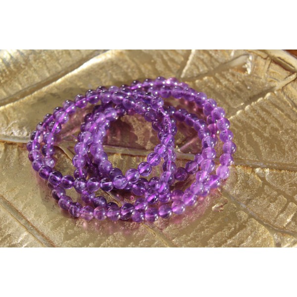 Améthyste en bracelet de 6mm - violet foncé
