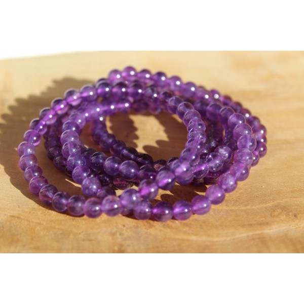 Améthyste en bracelet de 6mm - violet foncé