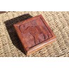 Boîte à Bijoux Bois de Sheesham - Carré Sculpté Eléphant