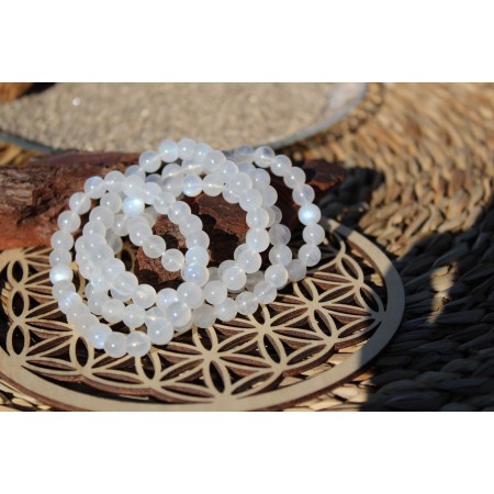 Pierre de Lune - Bracelet 8mm (reflets bleus)