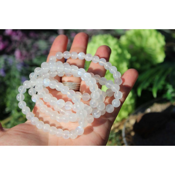 Pierre de Lune - Bracelet 8mm (reflets bleus)