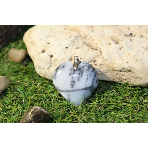 Agate Dendritique (Merlinite) - Pendentif 21 Gr coeur
