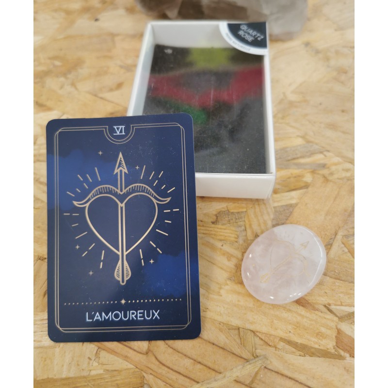 Galet Quartz Rose - arcane tarot "L'Amoureux" Galet Quartz Rose - arcane tarot "L'Amoureux"