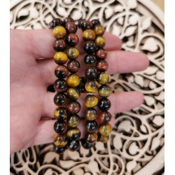 Bracelet oeil de tigre, taureau, faucon en bracelet 3 oeils 8mn