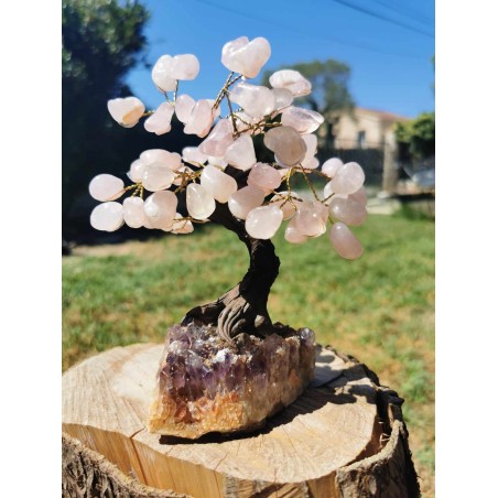 Quartz Rose et Améthyste - Arbre 20 cm