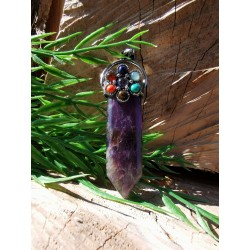 Améthyste - Pendentif 7 Chakras