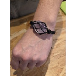Bracelet cage pierre - cordon noir ou beige